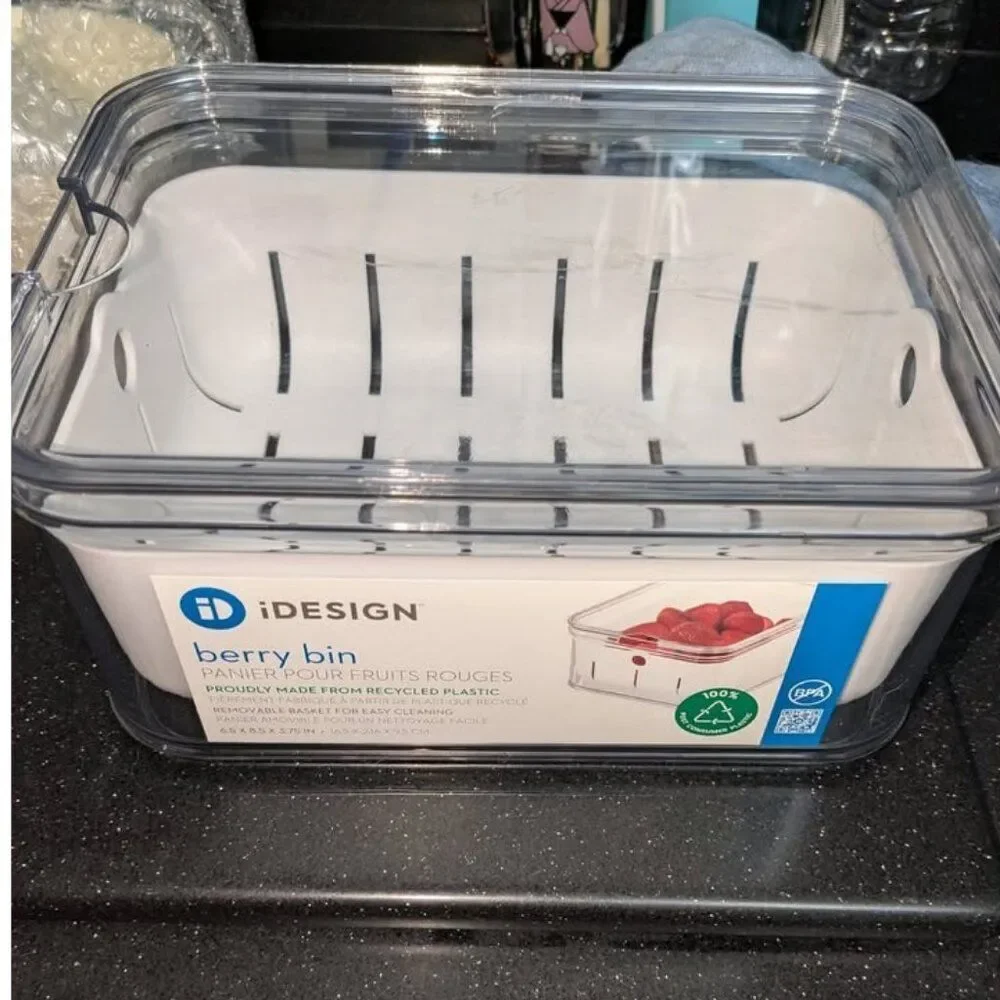 Recycled Plastic Crisp Produce Storage Containers with Lid & Colander